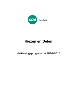 131207 Verkiezingsprogramma CDA Enschede 2014-2018