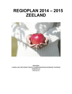 REGIOPLAN 2014 – 2015 ZEELAND