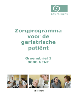 Zorgprogramma voor de geriatrische patiënt - AZ Sint