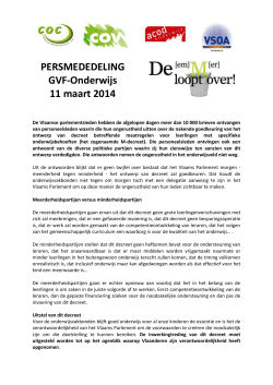 PERSMEDEDELING GVF-Onderwijs 11 maart 2014