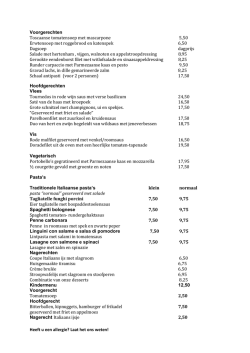 dinerkaart - Caf&eacute;-Restaurant Schoonoord