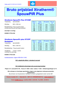 Bruto prijsblad Xtratherm® SpouwPIR Plus