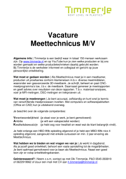 Vacature Meettechnicus M/V Algemene info