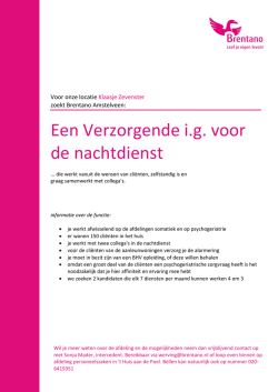 Een Verzorgende i.g. voor de nachtdienst