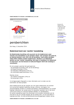 Persbericht SCR 2014 - cluster 4 - Sociaal en Cultureel Planbureau