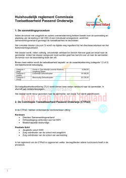 Huishoudelijk reglement Commissie Toelaatbaarheid Passend
