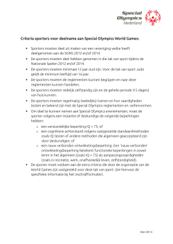 Criteria sporters voor deelname aan Special Olympics World Games: