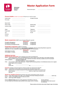 Master Application Form - Rotterdam University of Applied Sciences