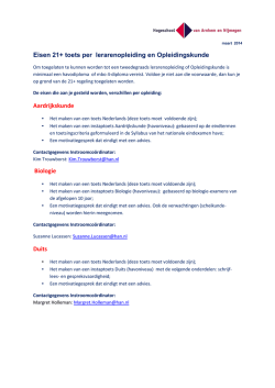 Eisen 21+ toets per lerarenopleiding en Opleidingskunde