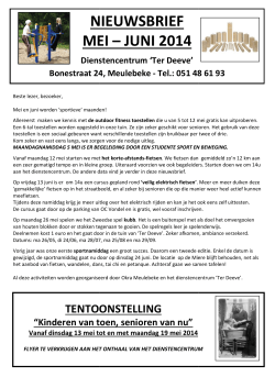 NIEUWSBRIEF MEI NIEUWSBRIEF MEI – JUNI 2014