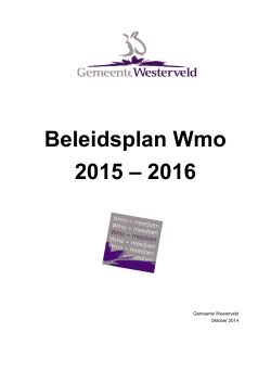 Beleidsplan Wmo 2015 – 2016 - Wmo adviesraad Westerveld