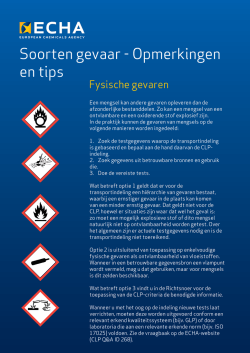 Soorten gevaar - Opmerkingen en tips