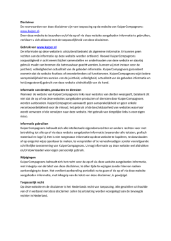 Disclaimer De voorwaarden van deze disclaimer zijn van
