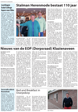 Nieuws van de EOP (Dorpsraad) Klazienaveen