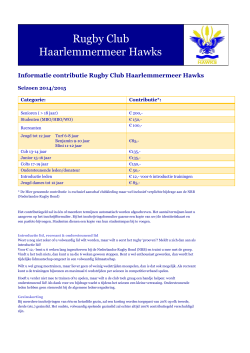 Contributie informatie - Rugbyclub De Haarlemmermeer Hawks