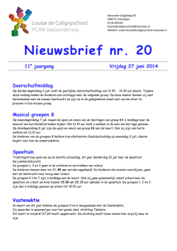 Nieuwsbrief nr. 20 van 27 juni 2014