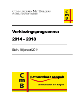 Verkiezingsprogramma 2014 – 2018
