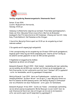 Verslag BSN 2014-05-21 - Bewonersorganisatie Steenvoorde Noord