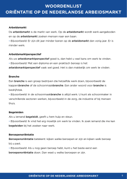 Woordenlijst oriëntAtie op de nederlAndse ArBeidsmArkt