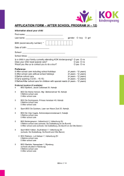 Application form after school program (4 till 12 years old)
