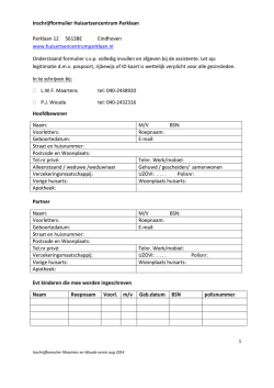 Inschrijfformulier Huisartsencentrum Parklaan Parklaan 12 5613BE