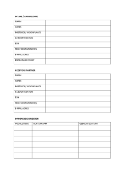 Intakeformulier - Manna Support