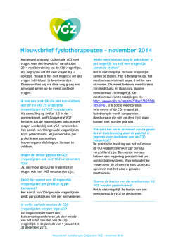 Nieuwsbrief nr. 8 Fysio - November