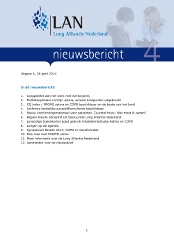 Nieuwsbericht april 2014 - Long Alliantie Nederland