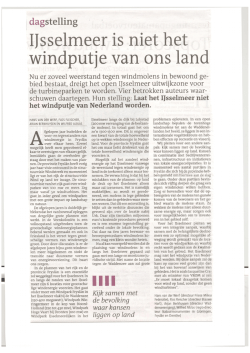 Artikel Blauwe Hart/FMF over integrale aanpak IJsselmeer