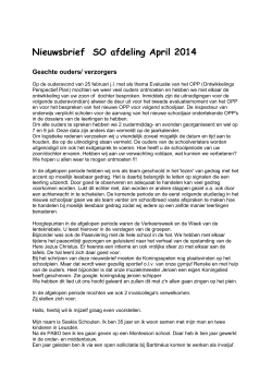 Nieuwsbrief SO afdeling Januari 2013