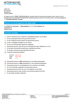 Persoon van wie de gegevens zijn opgevraagd Overzicht resultaten