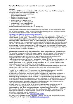Werkplan Millenniumdoelen comité Gemeente Langedijk 2014