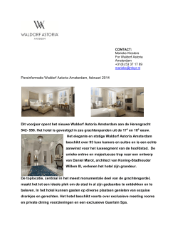 Persinformatie Waldorf Astoria Amsterdam