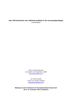 Een CVS keurmerk voor ethische prikkels in de vervoersplanologie