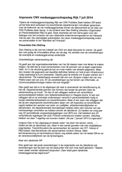 Impressie CNV medezeggenschapsdag Rijk 7 juli 2014