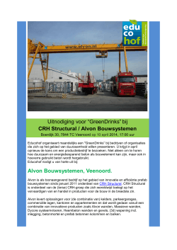 Uitnodiging voor “GreenDrinks” bij CRH Structural / Alvon