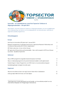 Innovatie – en subsidienieuws vanuit de Topsector Tuinbouw