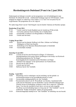 Herdenkingsreis Duitsland 29 mei t/m 2 juni 2014.