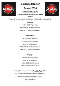 Vakantie Rooster Zomer 2014