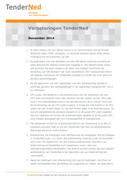 Verbeteringen TenderNed november 2014