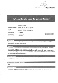 Informatienota plan van aanpak kwaliteitscriteria