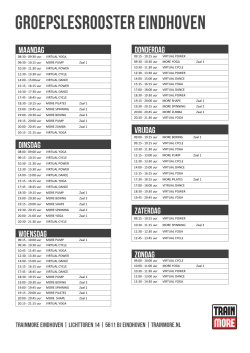 10:15 uur MORE PUMP Zaal 1 10:30 - 11:30 uur