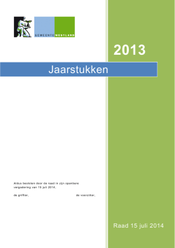 Jaarstukken 2013 - Gemeente Westland