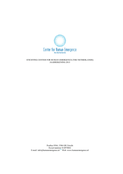 Jaarrekening 2013 - Center for Human Emergence