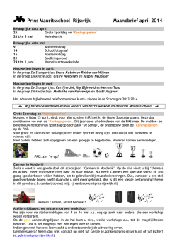 38 maandbrief april 2014 - Prins Mauritsschool Rijswijk