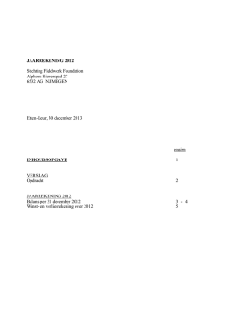 JAARREKENING 1999 - Fieldwork Foundation