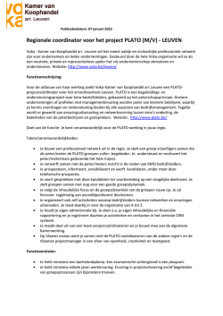 Regionale coordinator voor het project PLATO (M/V) - LEUVEN