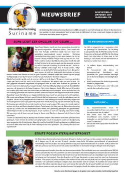 Nieuwsbrief oktober 2014 - Stichting Dierenbescherming Suriname