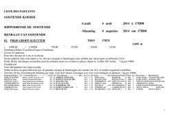 OOSTENDE KOERSE -Lundi 4 août 2014 à 17H00