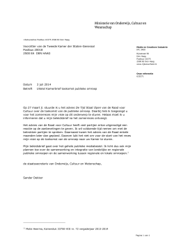 Op 27 maart jl. stuurde ik u het advies De Tijd